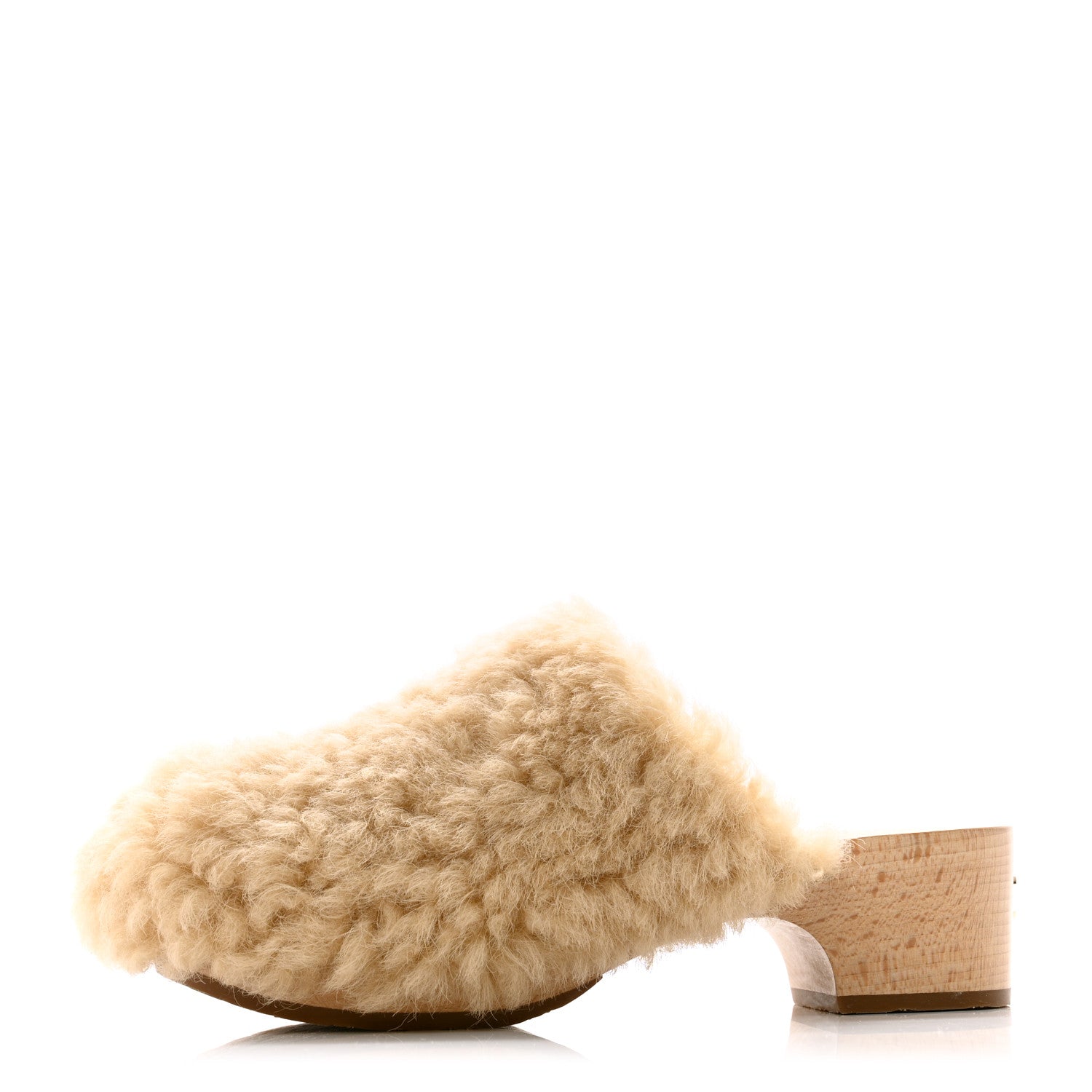 Chanel Shearling Lambskin Clogs 36 Beige 1 of 9