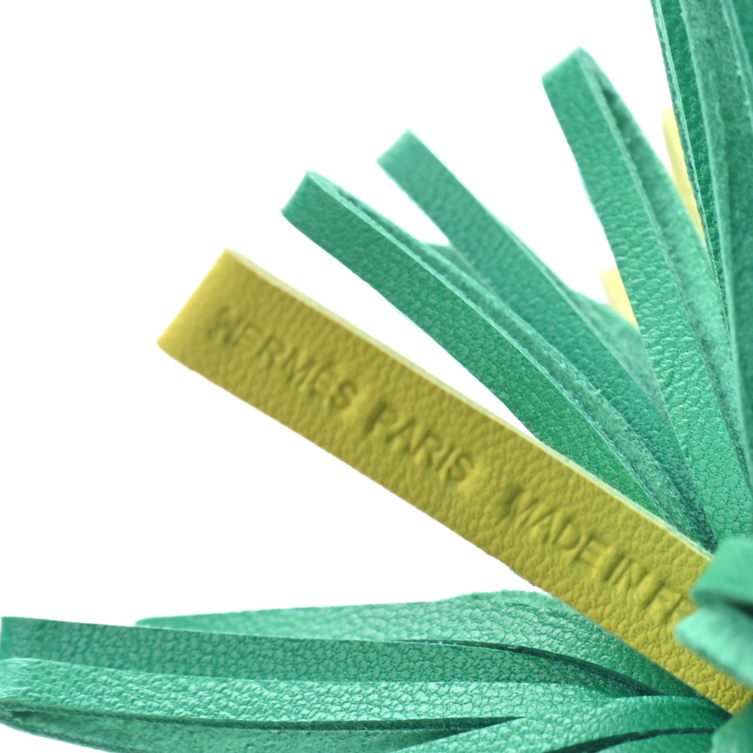 Hermes Lambskin Bi-Color Carmen Tassel Key Holder Lime Menthe 3 of 3