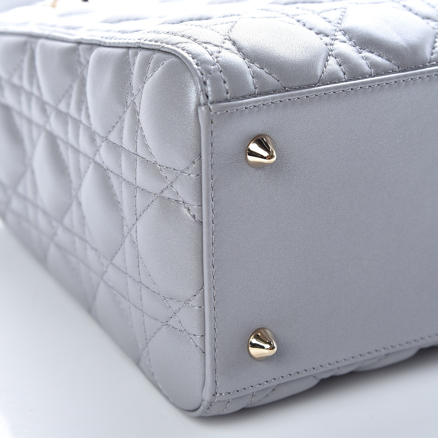 Christian Dior Pearly Lambskin Cannage Medium Lady Dior Grey 5 of 10