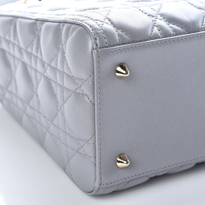 Christian Dior Pearly Lambskin Cannage Medium Lady Dior Grey 5 of 10
