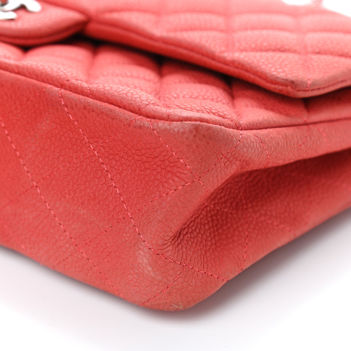 Iridescent Caviar Quilted Medium Double Flap Dark Pink