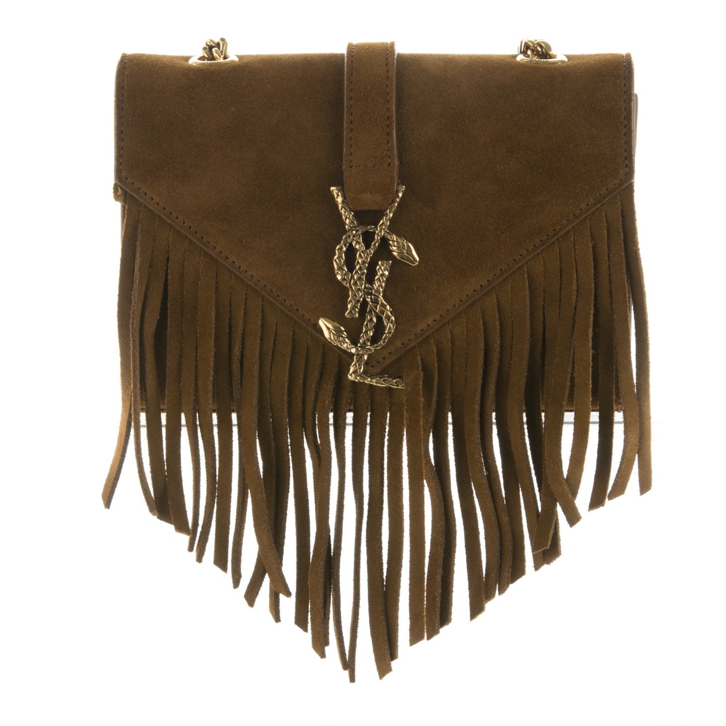 Suede Fringe Small Monogram Satchel Light Ocre