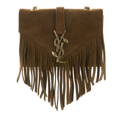 Saint Laurent Suede Fringe Small Monogram Satchel Light Ocre 1 of 6
