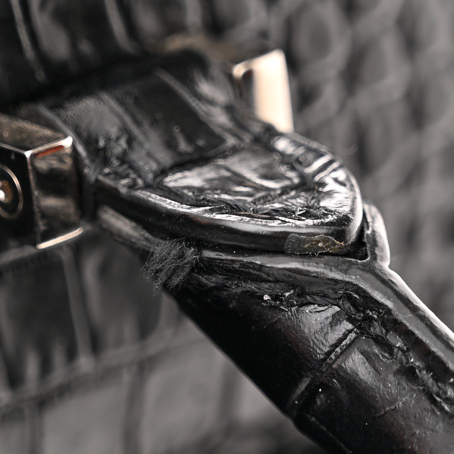 Saint Laurent Calfskin Crocodile Embossed Small Uptown Tote Black 16 of 16