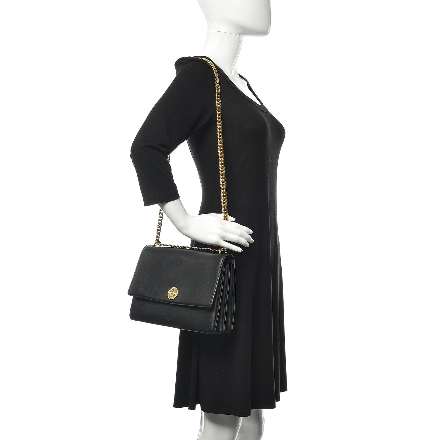 Calfskin Coin Flap Bag Black