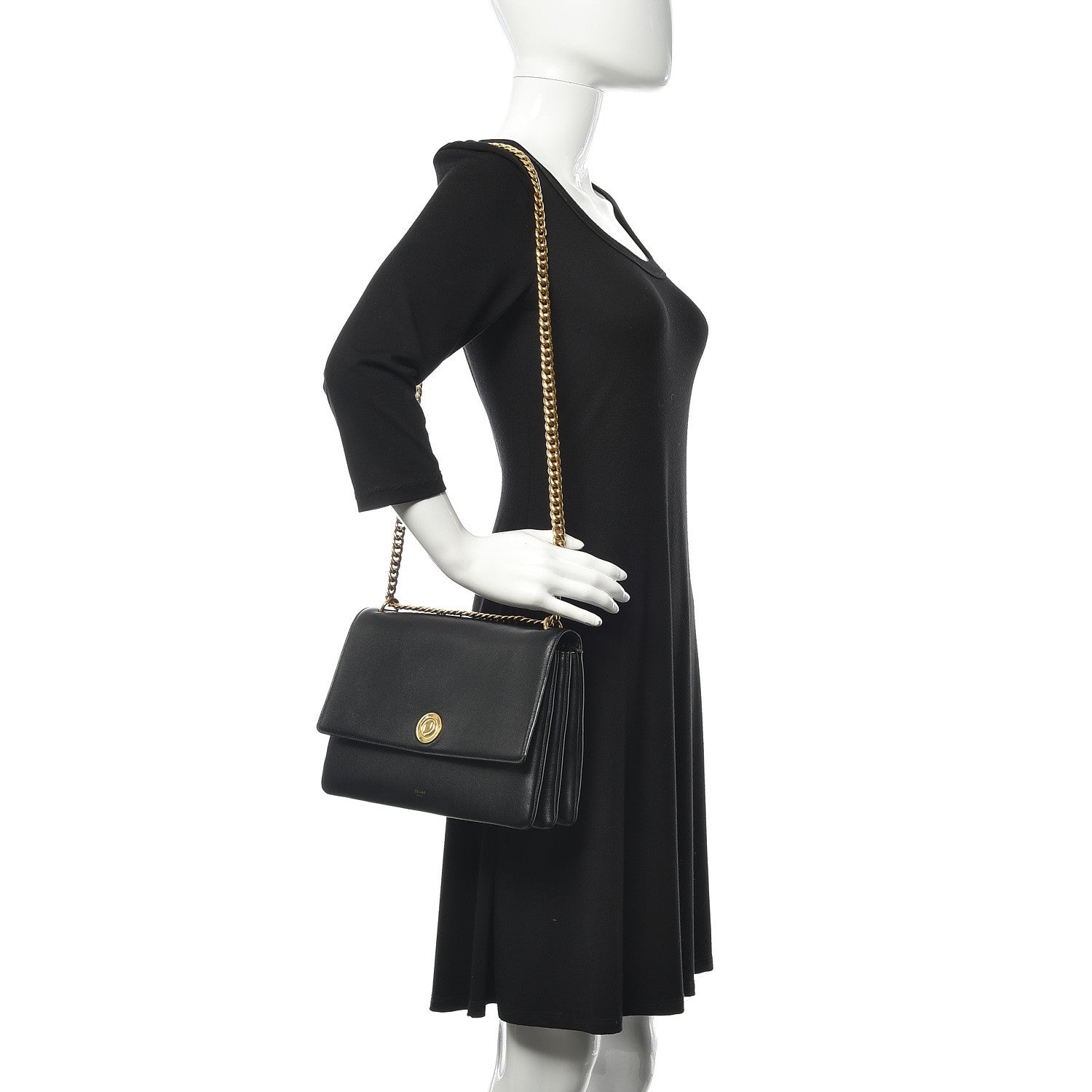 Celine Calfskin Coin Flap Bag Black 2 of 9
