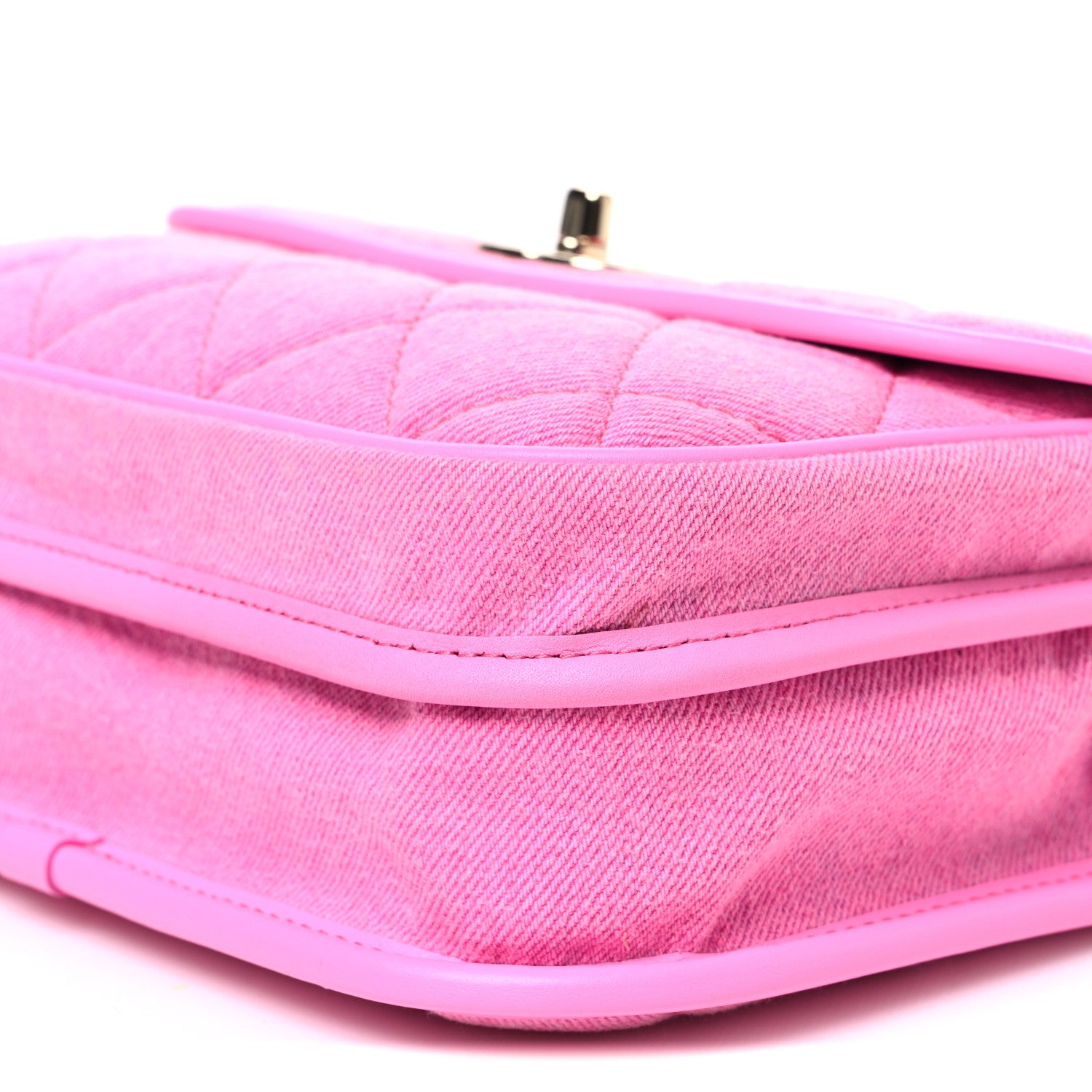 Chanel Denim Quilted Small Messenger Flap Neon Pink 10 of 10