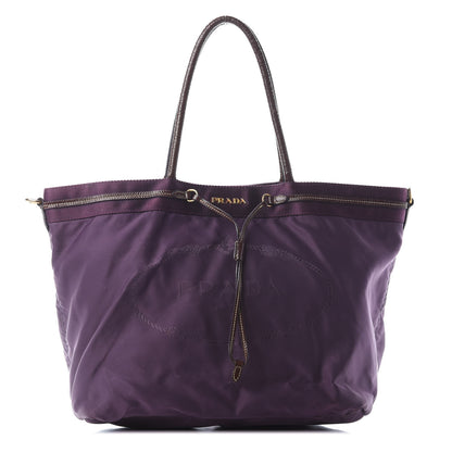 Prada Tessuto Nylon Jacquard Logo Tote Viola 1 of 9