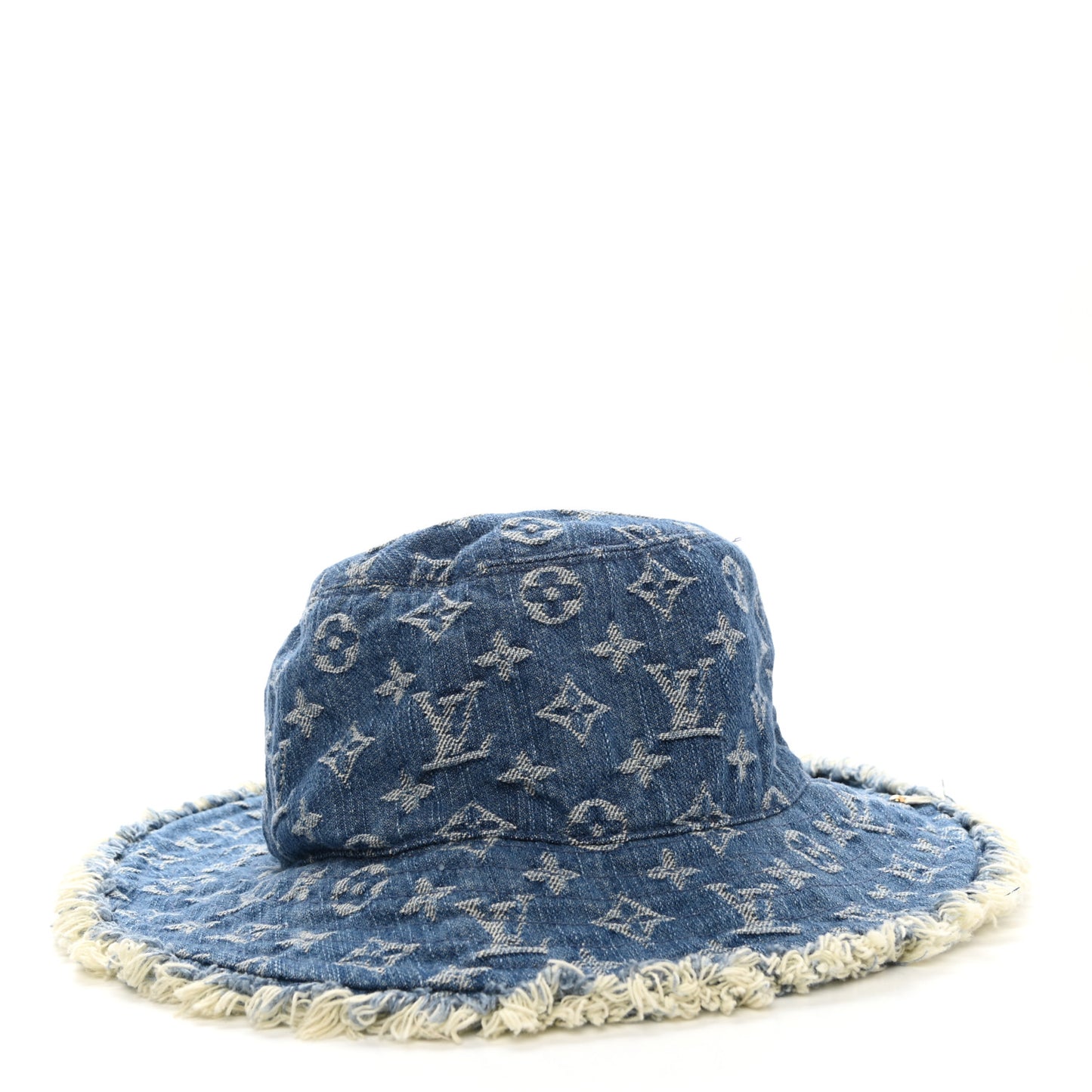 Monogram Denim Fringe Bob Bucket Hat M Blue