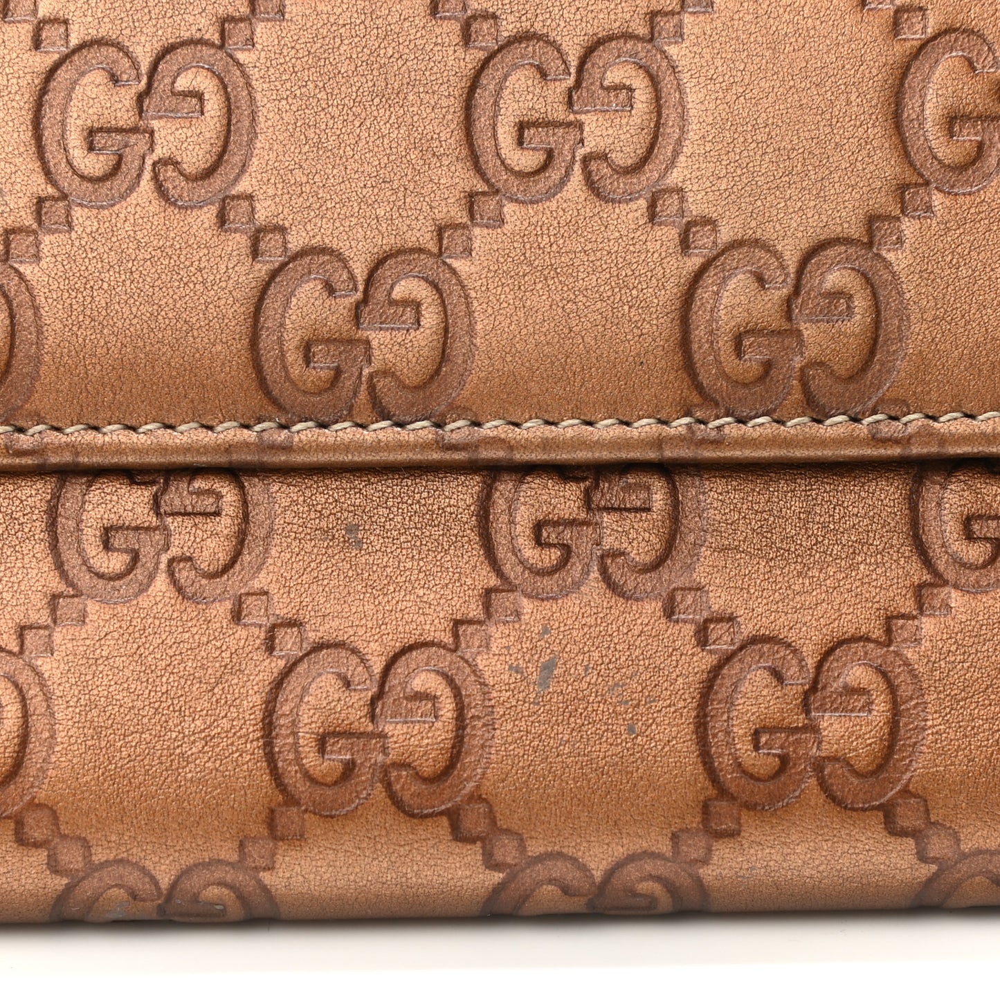 Metallic Guccissima Lovely Heart Continental Wallet Bronze