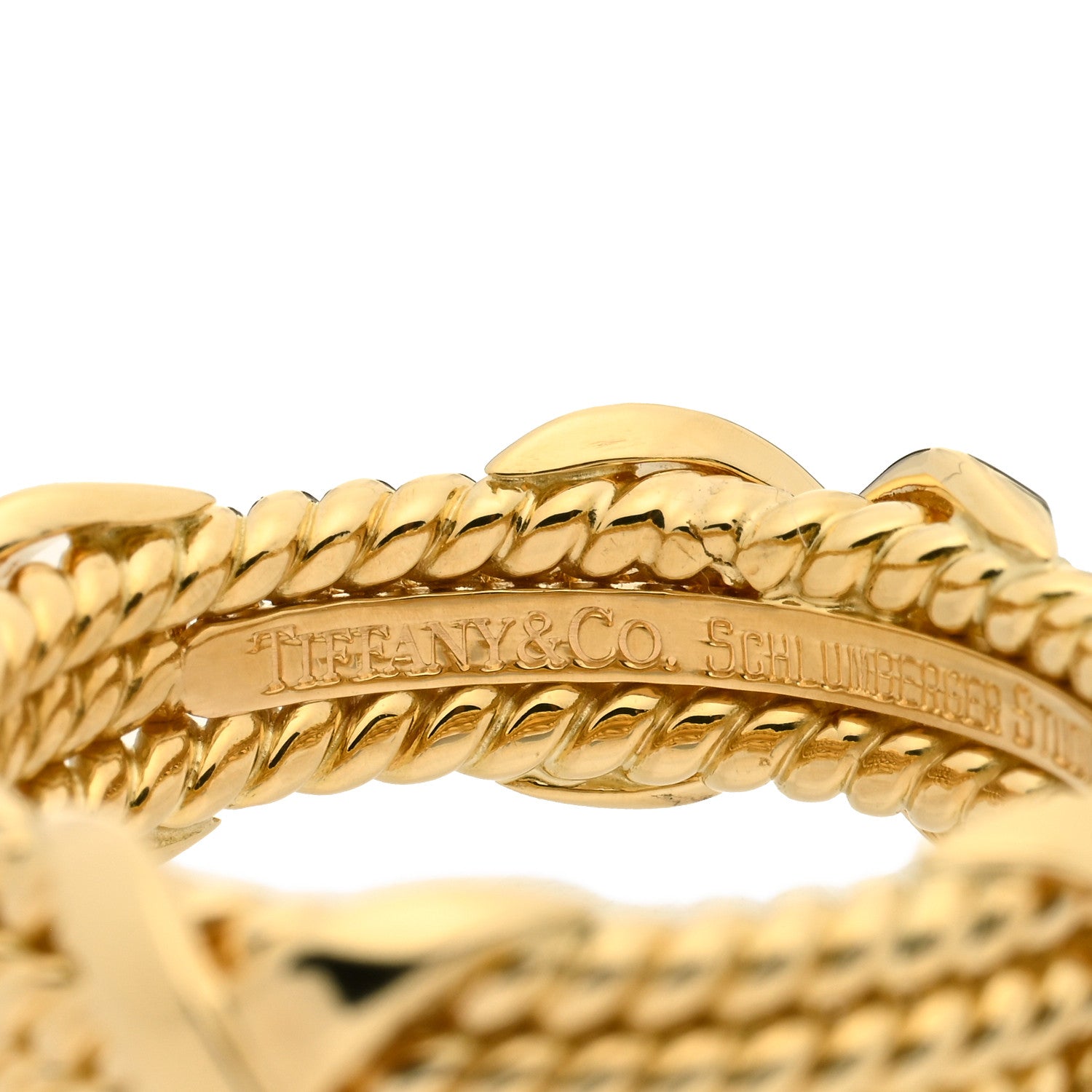 Tiffany 18K Yellow Gold Schlumberger Rope 3 Row X Ring 53 6.5 4 of 4