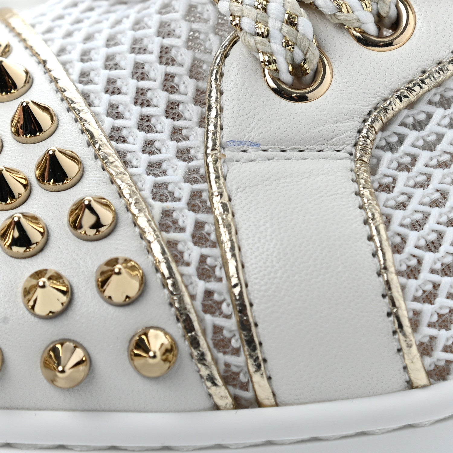 Christian Louboutin Nappa Spikes Womens Vieira Flat Sneakers 39.5 Gold 11 of 14