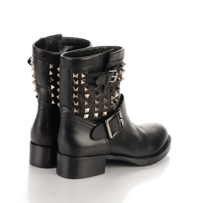 Valentino Garavani Calfskin Rockstud 30mm Biker Boots 37 Black 4 of 6