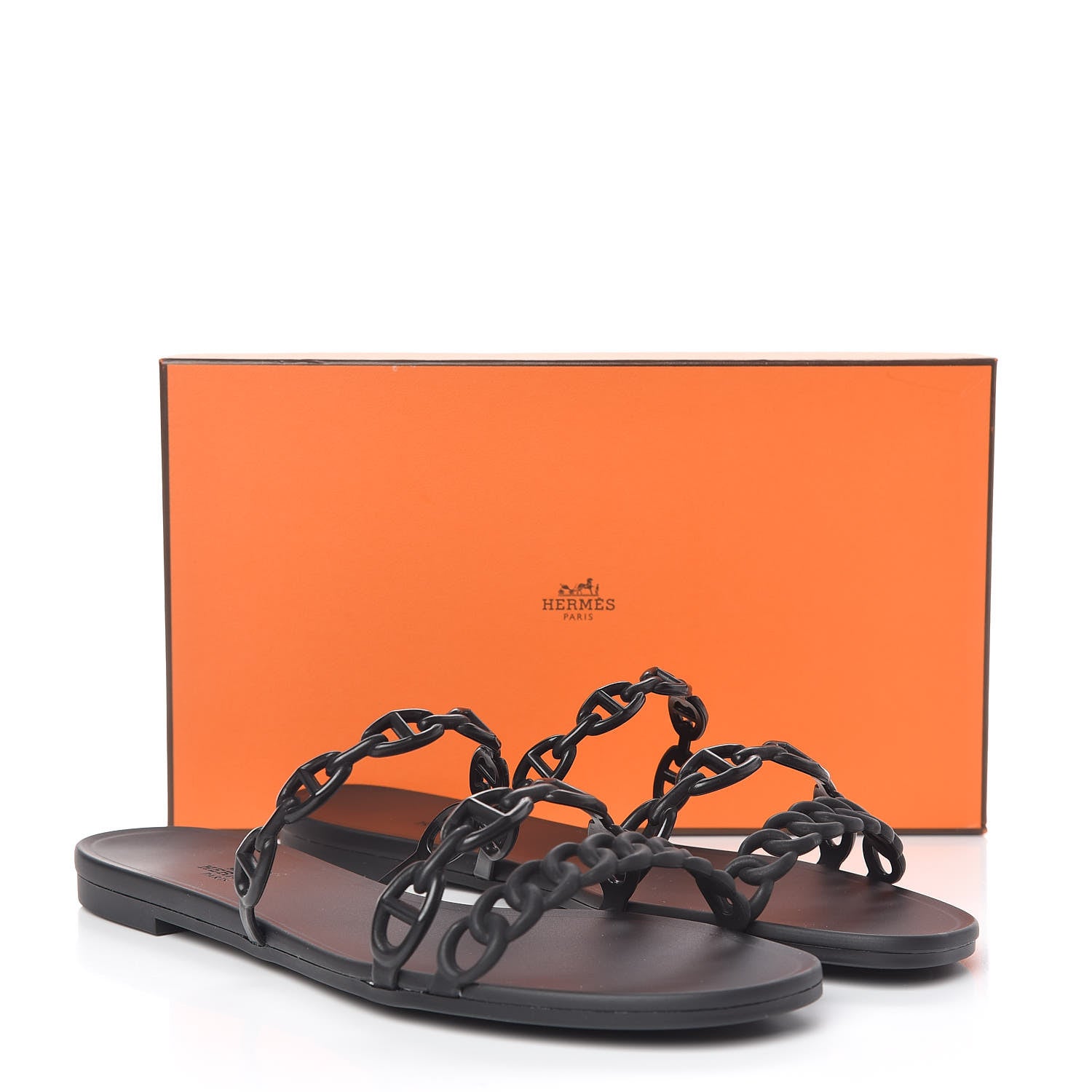 Hermes Rubber Chaine d'Ancre Rivage Sandals 40 Black 8 of 8