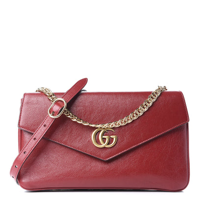 Gucci Calfskin Diagonal GG Medium Thiara Double Envelope Shoulder Bag Black Red 1 of 12