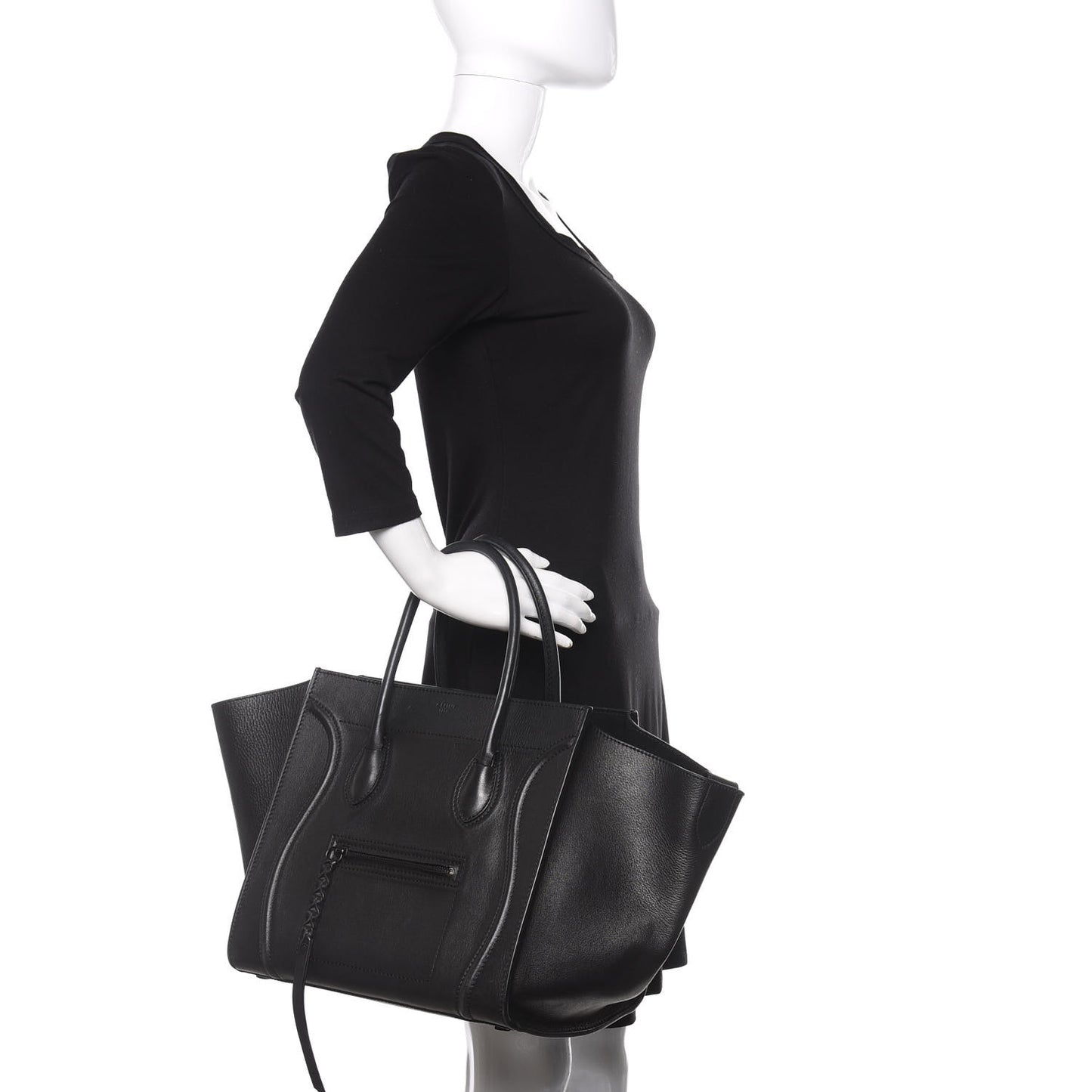 Grained Calfskin Medium Phantom Luggage Black