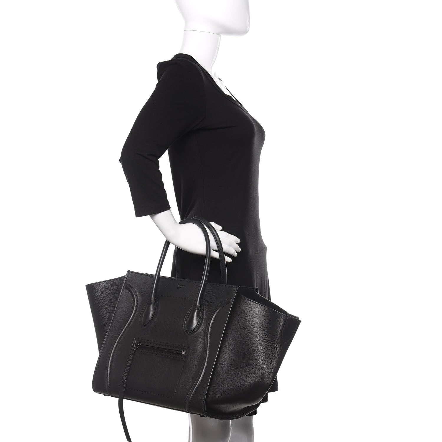 Celine Grained Calfskin Medium Phantom Luggage Black 2 of 18