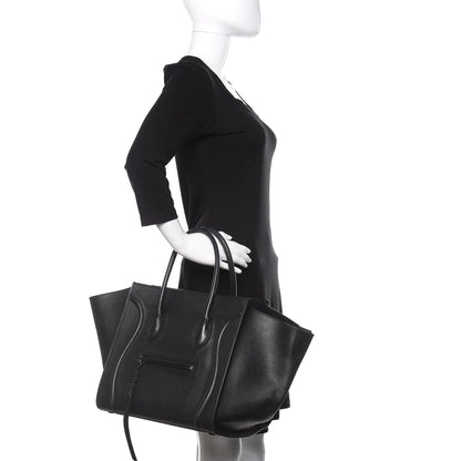 Celine Grained Calfskin Medium Phantom Luggage Black 2 of 18
