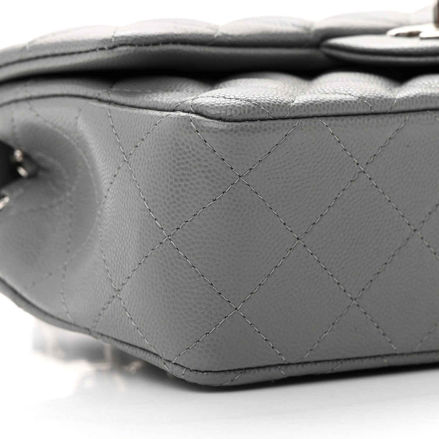 Caviar Quilted Mini Rectangular Flap Grey