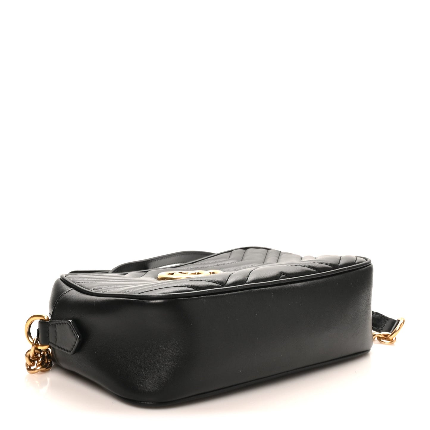 Calfskin Matelasse Small GG Marmont Chain Shoulder Bag Black
