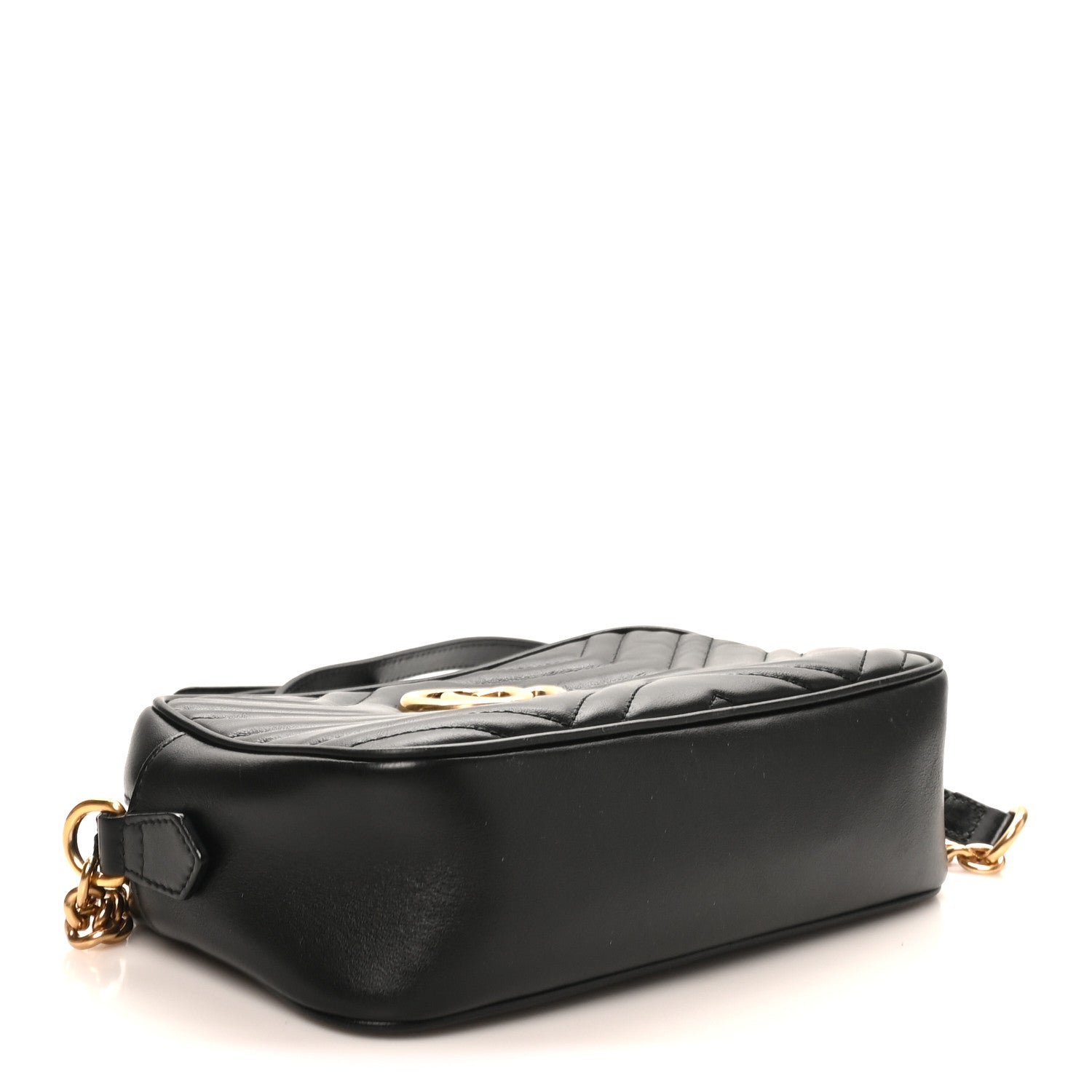 Gucci Calfskin Matelasse Small GG Marmont Chain Shoulder Bag Black 4 of 10