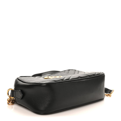 Gucci Calfskin Matelasse Small GG Marmont Chain Shoulder Bag Black 4 of 10