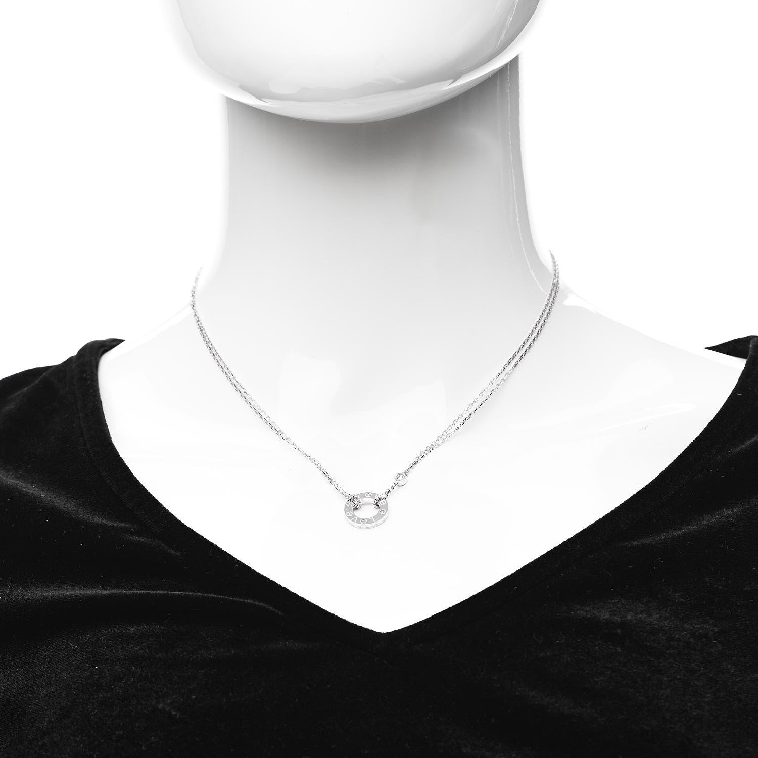Cartier 18K White Gold 2 Diamond LOVE Necklace 2 of 6