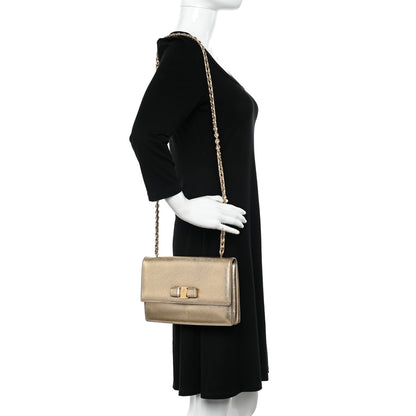 Salvatore Ferragamo Hammered Calfskin Ginny Shoulder Bag Gold 2 of 10