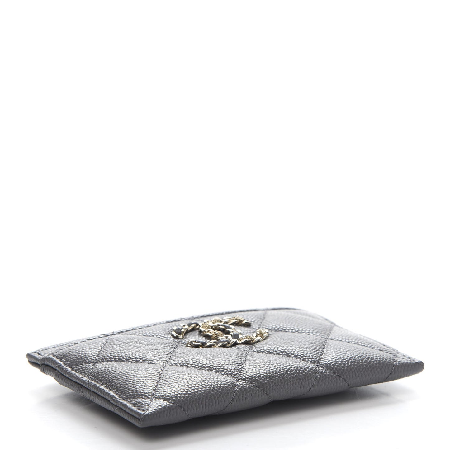 Caviar Quilted French New Wave Card Holder Grey