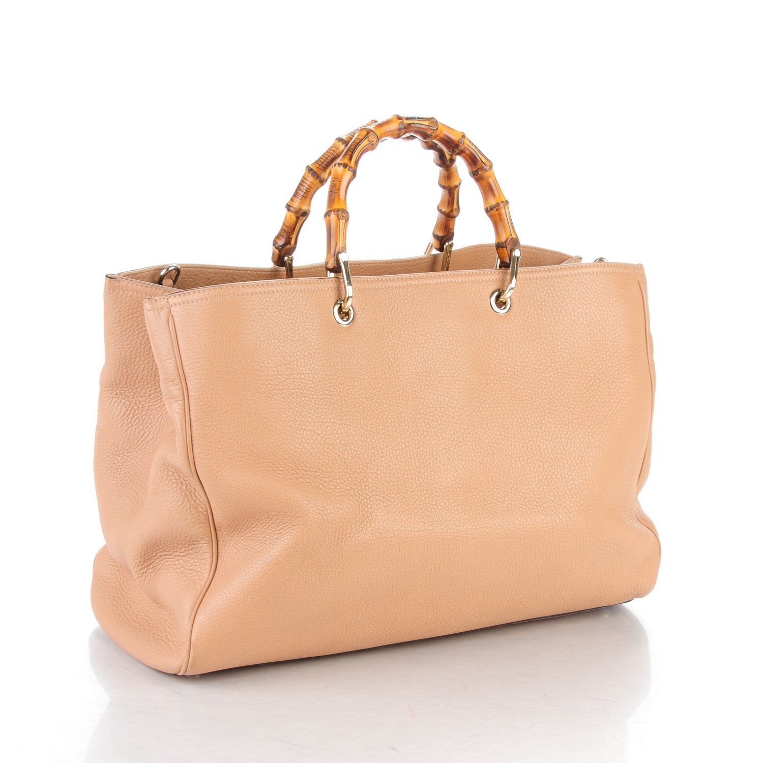 Gucci Cellarius Calfskin Large Bamboo Shopper Tote Camelia 3 of 7