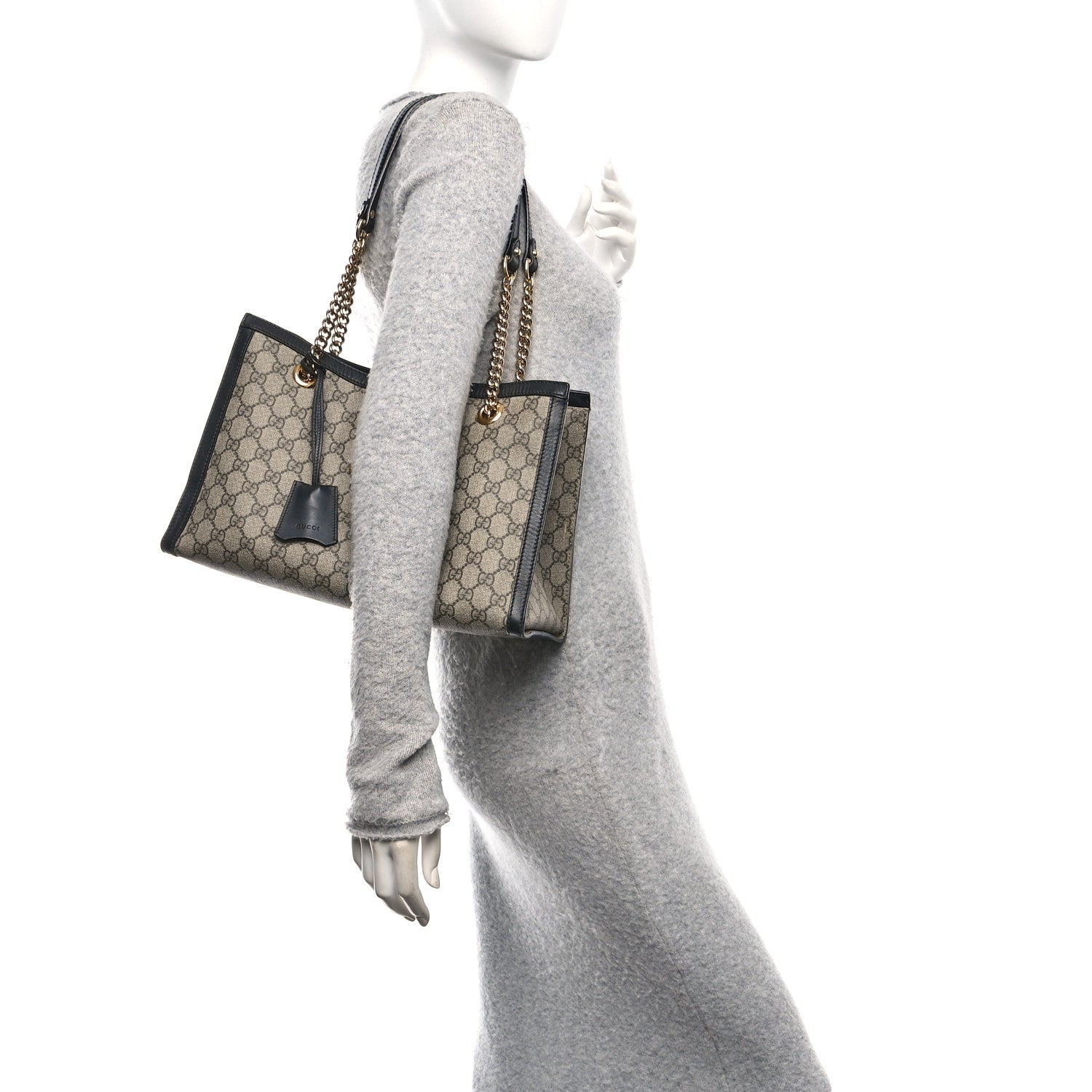 Gucci GG Supreme Monogram Medium Padlock Tote Black 2 of 12