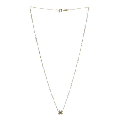 Tiffany 18K Yellow Gold Diamond Flower Pendant Necklace 3 of 5