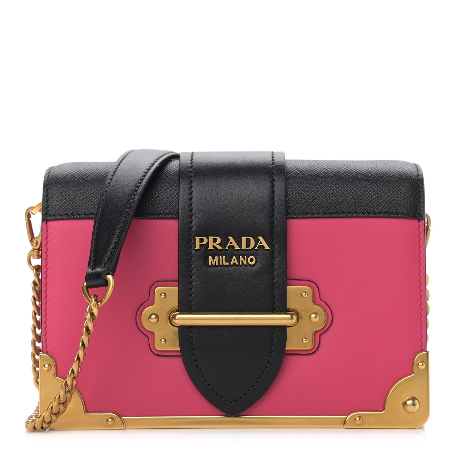 Prada City Calf Saffiano Cahier Bag Fuxia Black 1 of 9