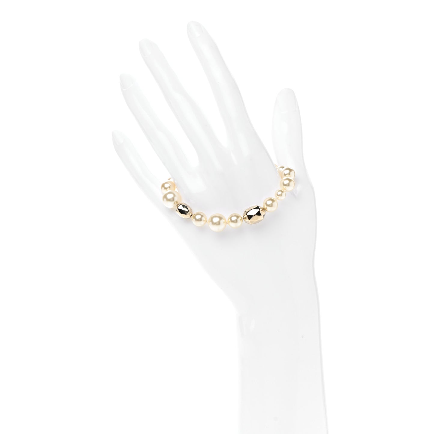 Pearl Bead CC Bracelet Gold