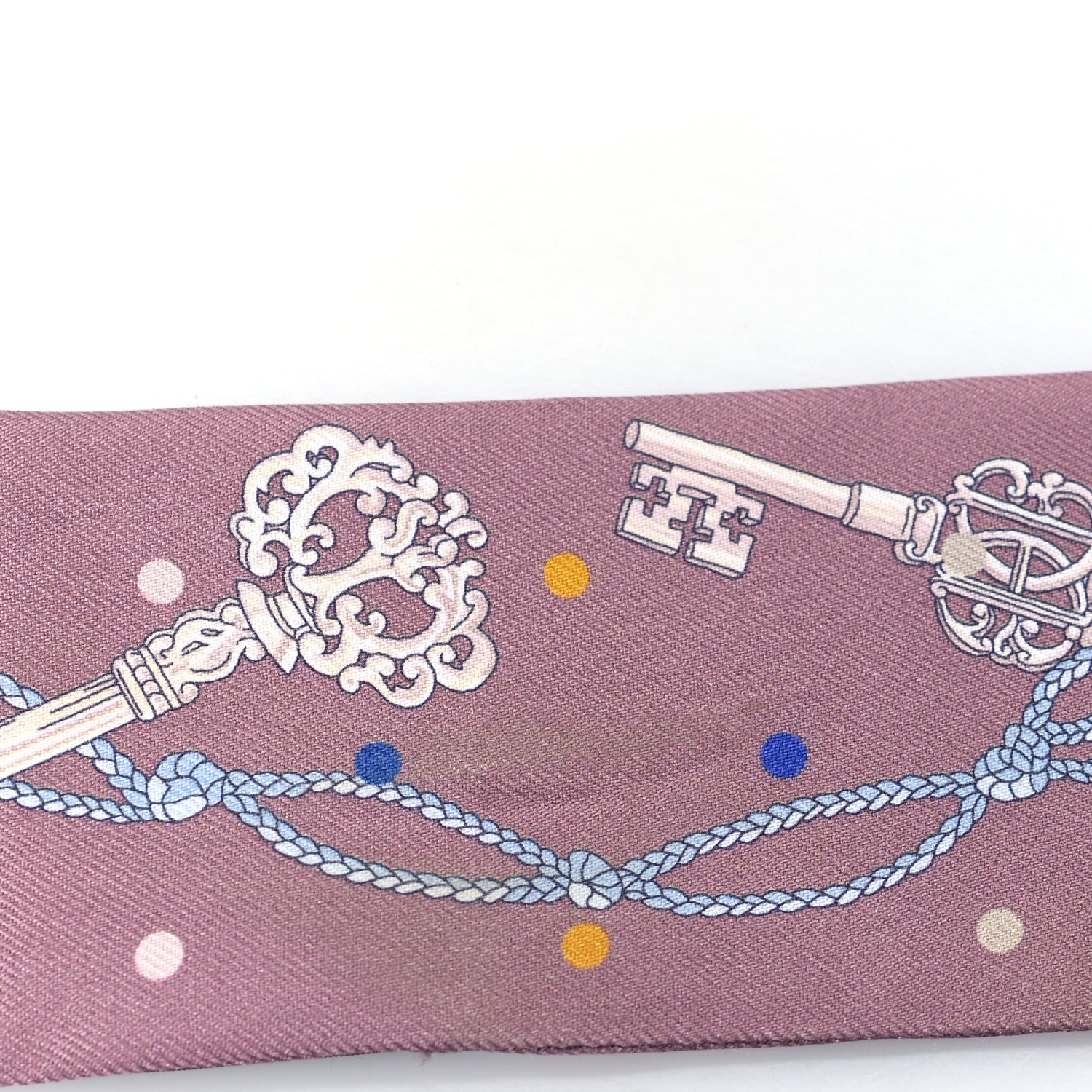 Hermes Silk Les Cles A Pois Twilly Marron Glace Gris 5 of 5