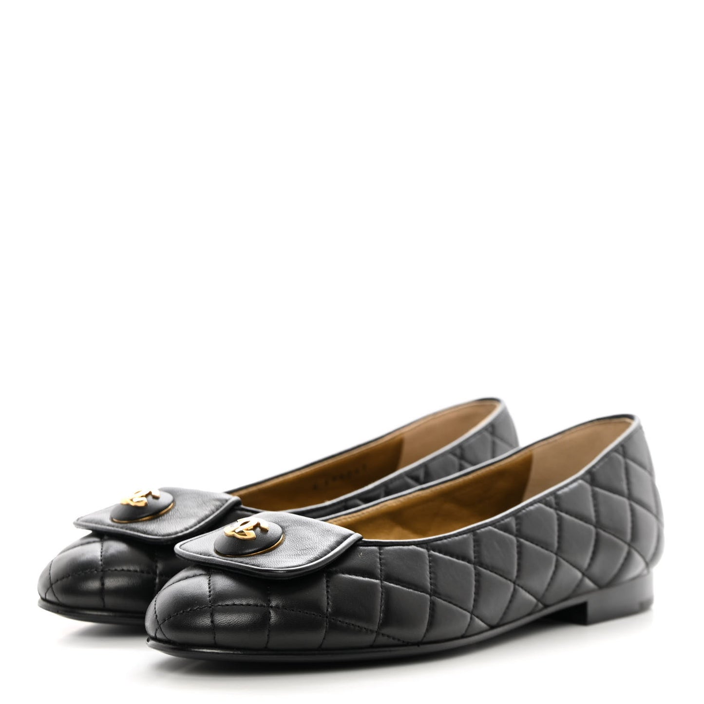 Lambskin Quilted CC Ballerina Flats 38 Black