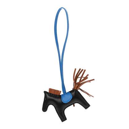 Hermes Milo Lambskin Grigri Rodeo Horse Bag Charm PM Black Gold Bleu Zanzibar 1 of 4