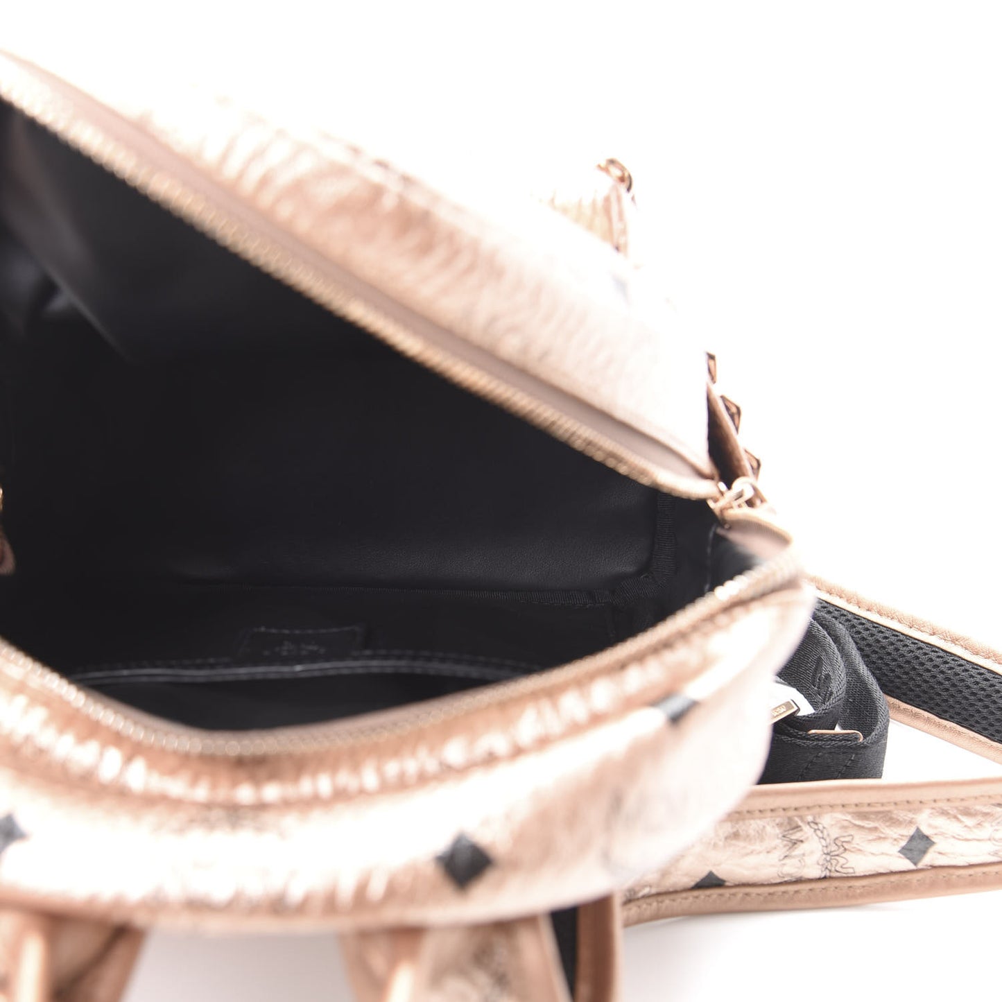 Metallic Visetos Side Stud Mini Stark Backpack Champagne Gold