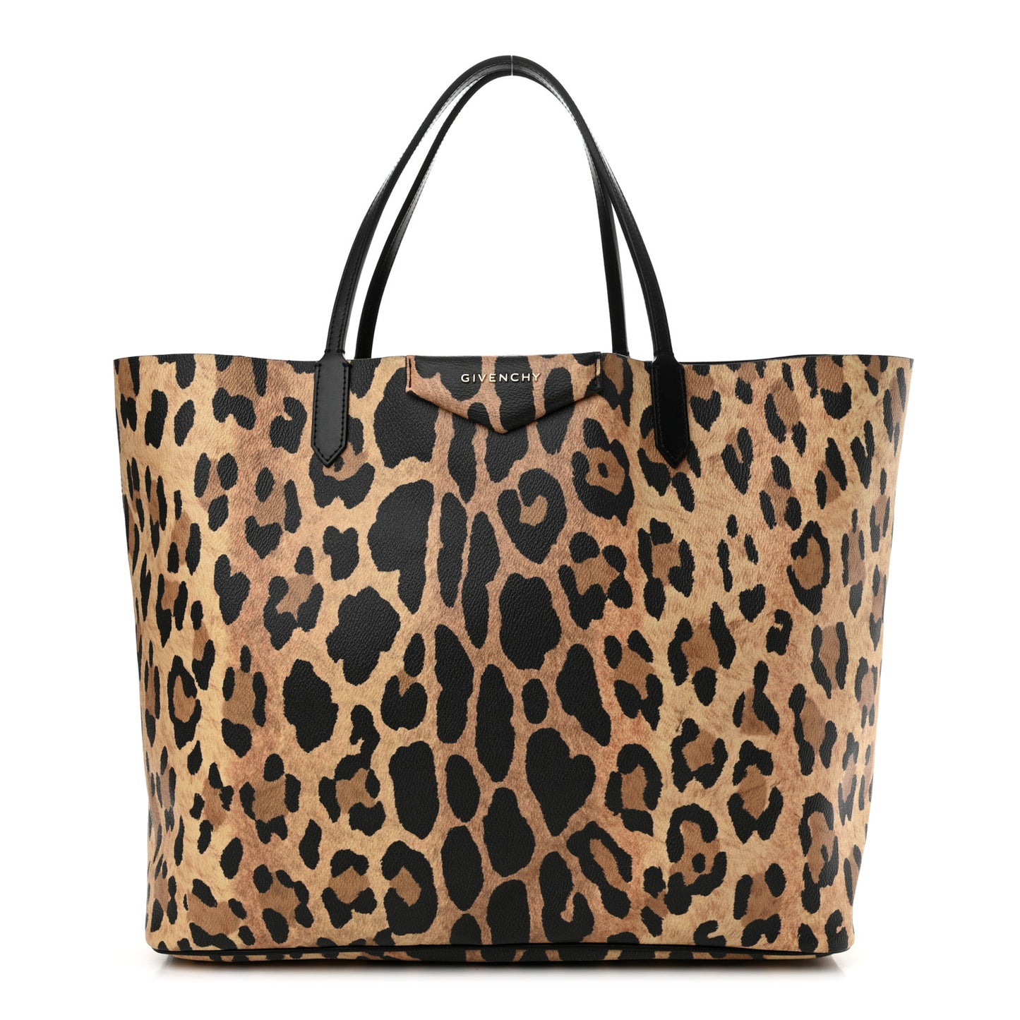 Textured Coated Canvas Leopard Print Large Antigona Tote