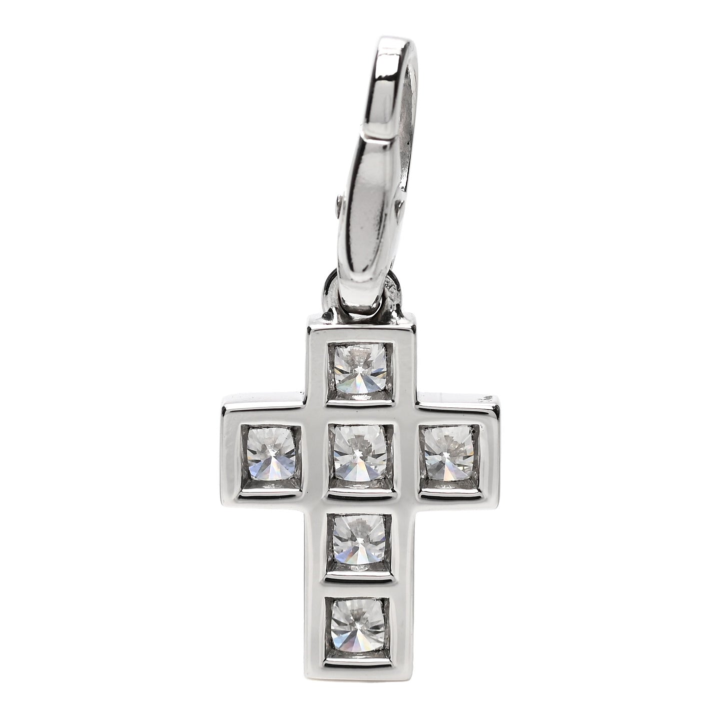 18K White Gold Diamond .84ctw Cross Charm Pendant