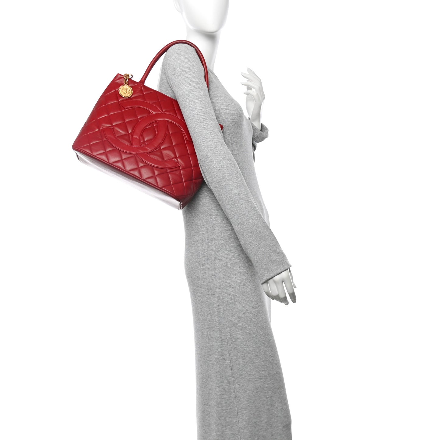 Lambskin Quilted Medallion Tote Red