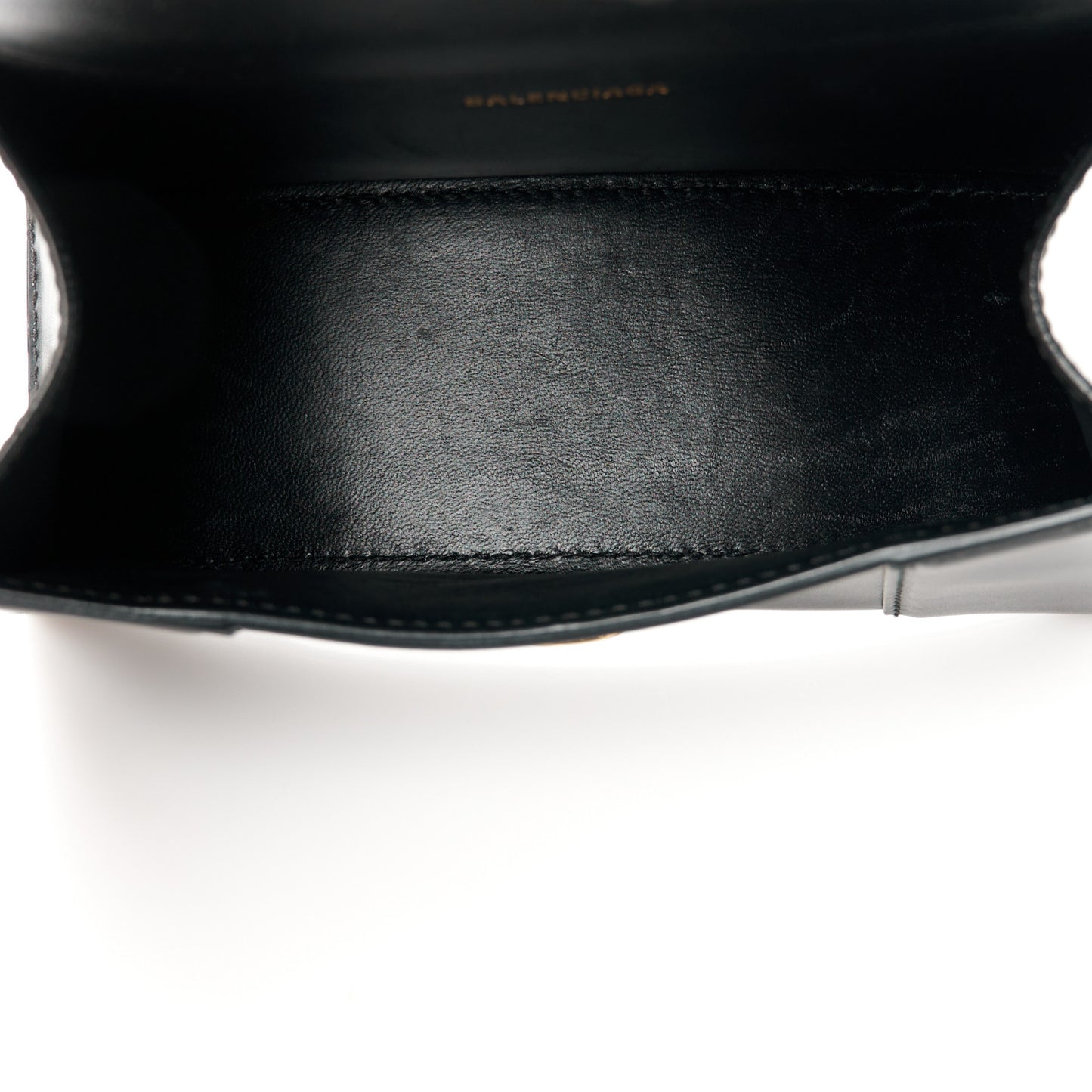 Shiny Box Calfskin Hourglass Top Handle Bag XS Black