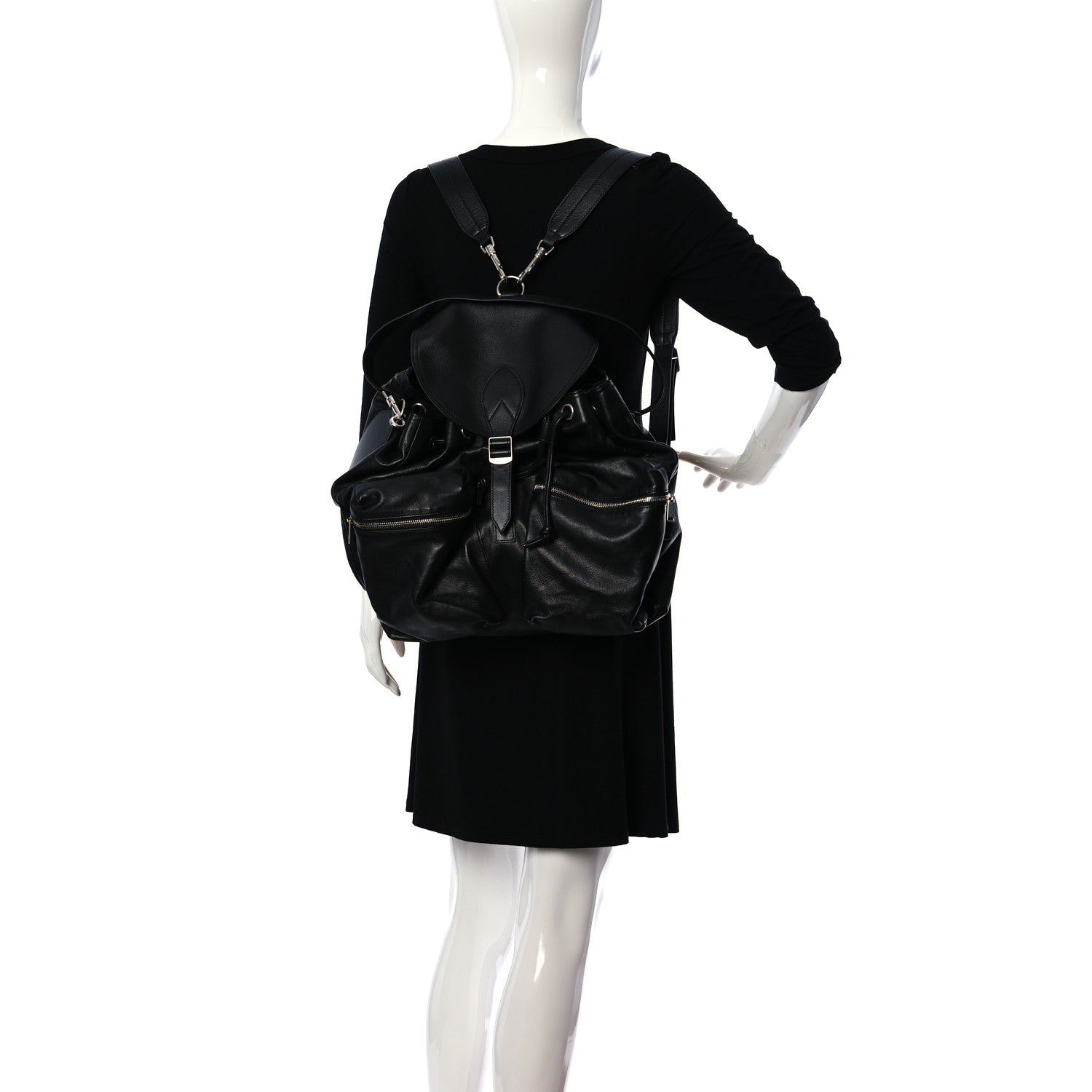 Celine Calfskin Medium Biker Backpack Black 2 of 12