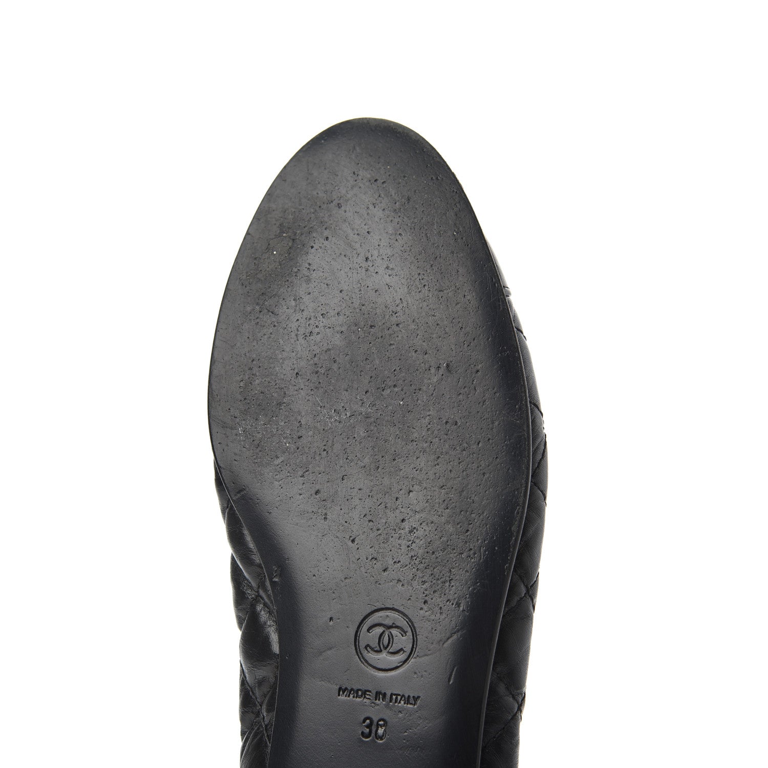 Chanel Aged Calfskin Quilted CC Cap Toe Ballerina Flats 38 Black 23 of 25