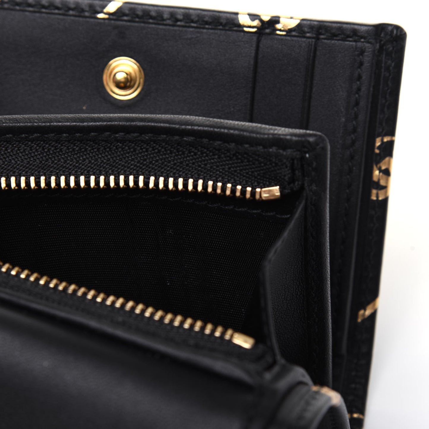 Calfskin Diagonal GG Wallet Black Gold