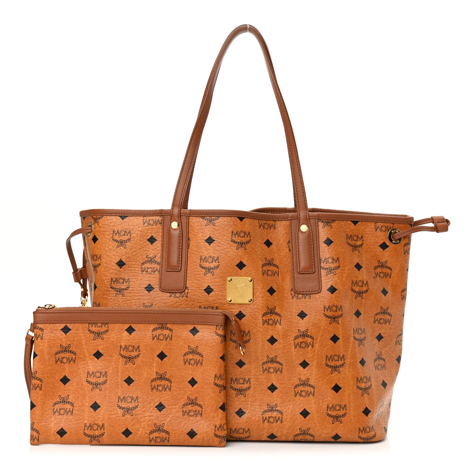 MCM Visetos Medium Reversible Shopping Tote Cognac Brown 1 of 17