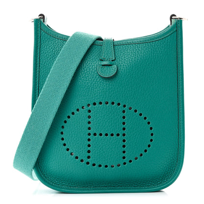 Hermes Taurillon Clemence Evelyne TPM Bleu Paon 1 of 11