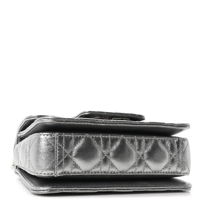 Christian Dior Metallic Lambskin Cannage Mini Jolie Top Handle Bag Silver 4 of 10