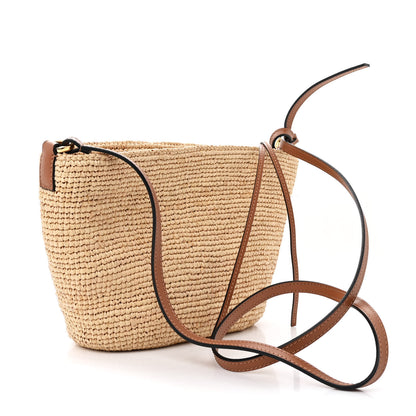 Loewe Calfskin Raffia Paulas Ibiza Pochette Bag Natural Tan 3 of 12