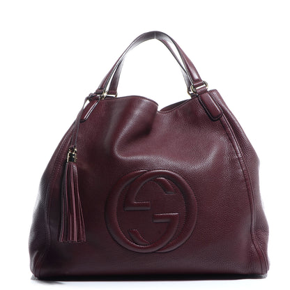 Gucci Pebbled Calfskin Large Soho Shoulder Bag Bordeaux 1 of 7
